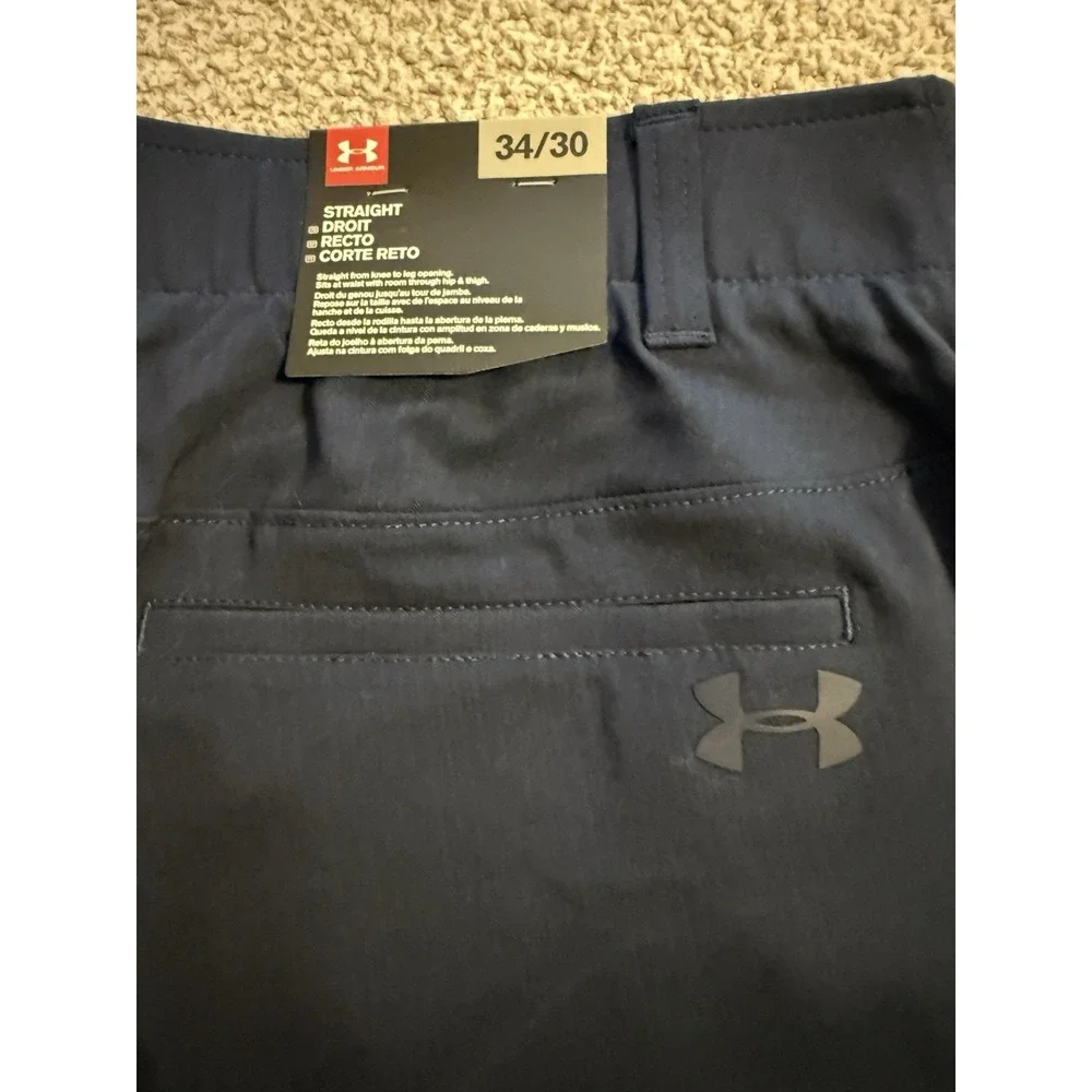 NWT Under Armour Showdown Pants Men's 34x30 Blue Straight Chino Golf Active NEW